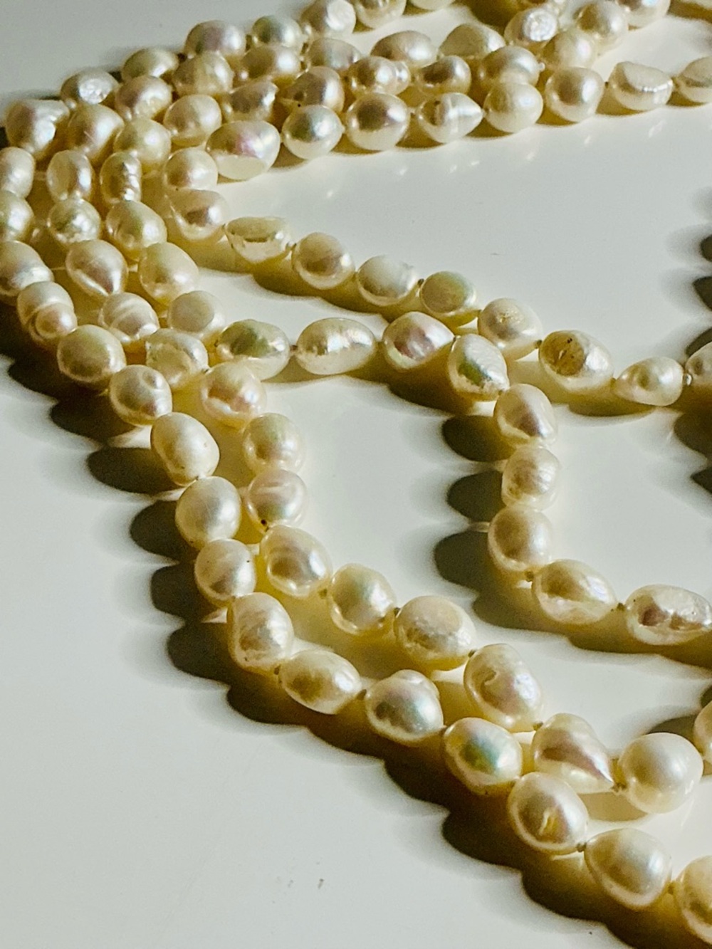 VTG BAROQUE FLAPPER L Elegant Cream Freshwater Pearl Necklace BRIDAL BOHO EUC